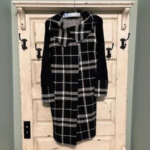 Michael Tyler Women's Black & White Plaid Knit Cardigan Size L